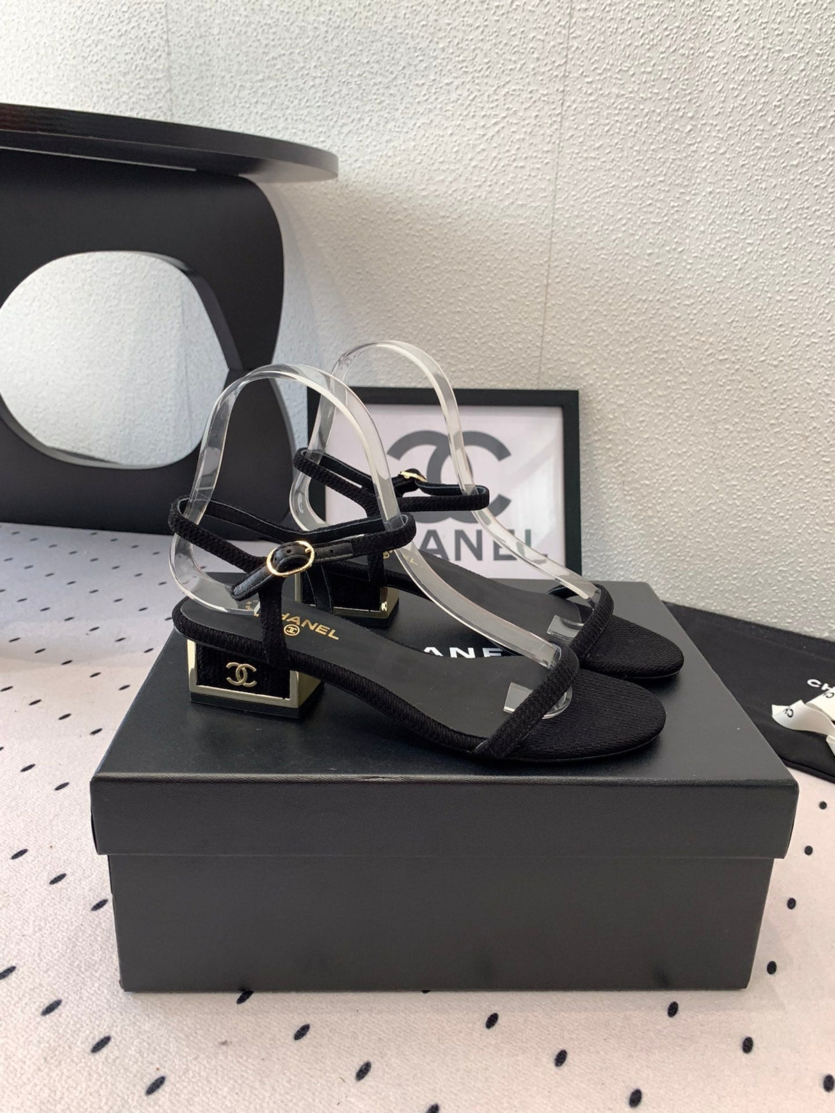 CC Sandal In Black Canvas Fabric 147092