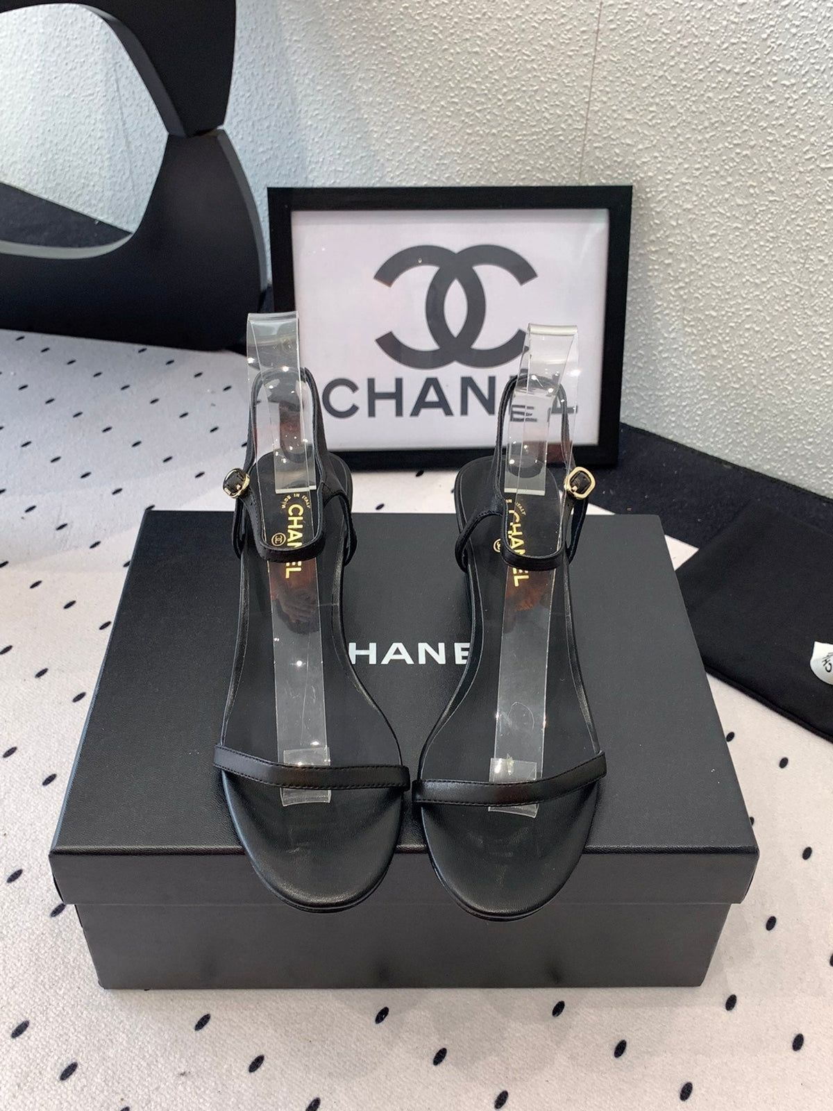 CC Sandal In Black Lambskin 147095