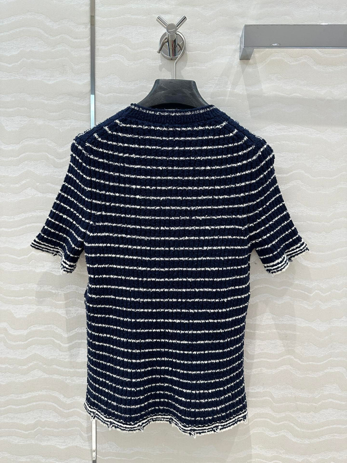 CD Striped knitted Top Navy Blue Cotton