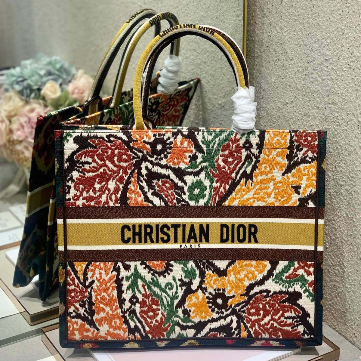 CD Yellow Five-color Flower  Book Tote 42cm Bag Canvas 336579