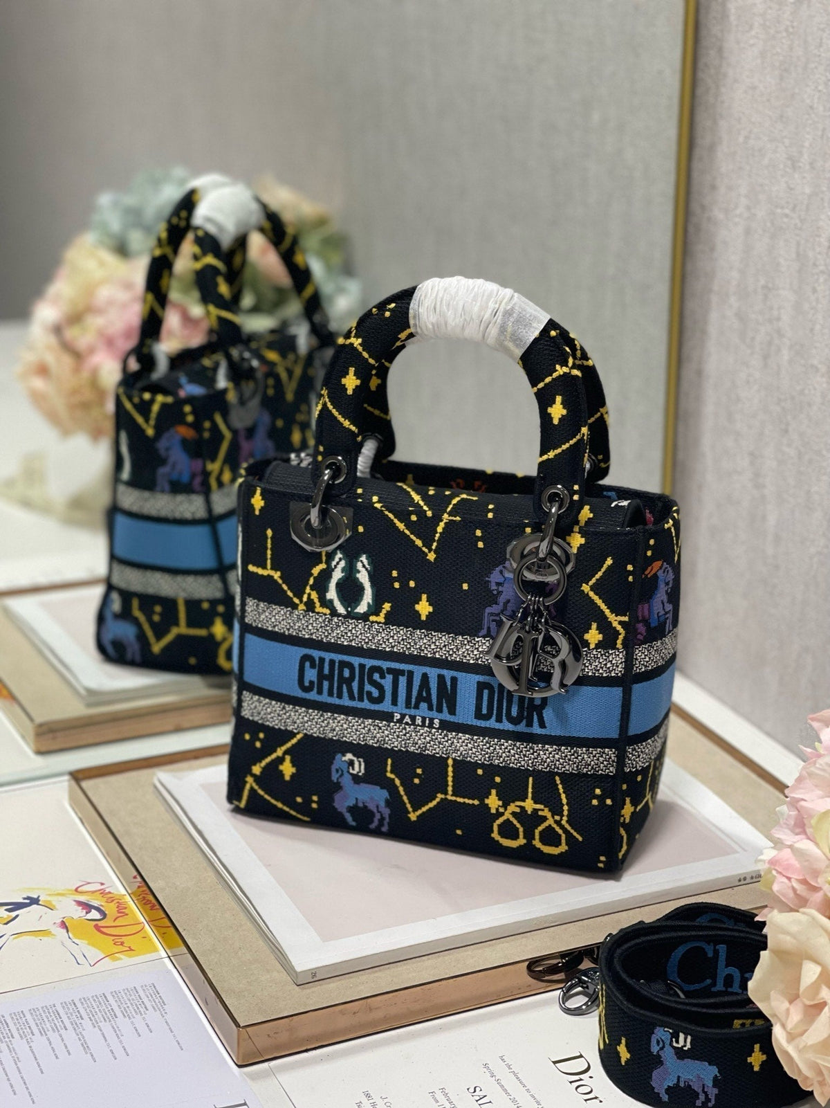 CD Qixi Black 24 Lady Dior Bag Canvas 336654