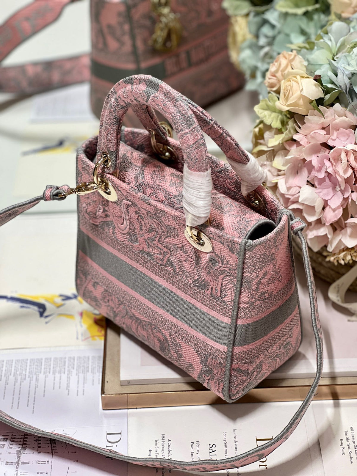 CD Old Foundation Tiger 24 Lady Dior Bag Canvas 336685