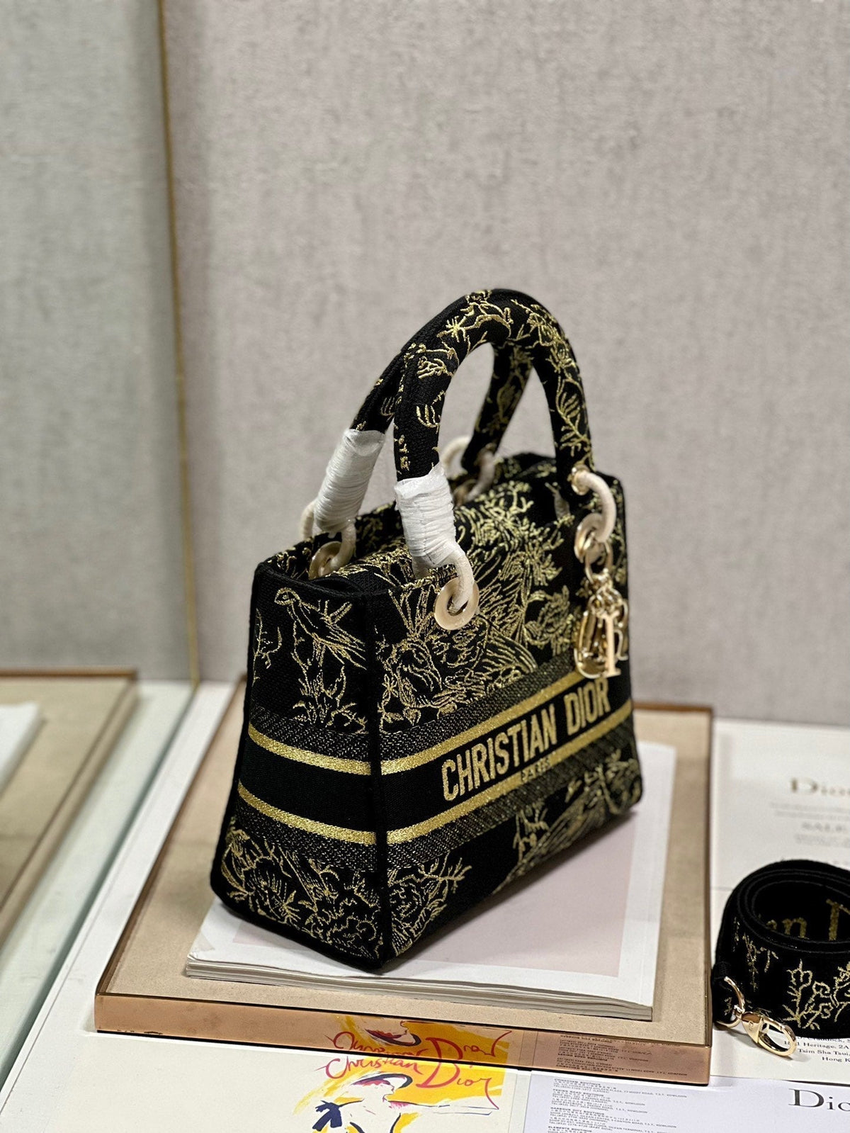 CD Black Magpie 24 Lady Dior Bag Canvas 336688
