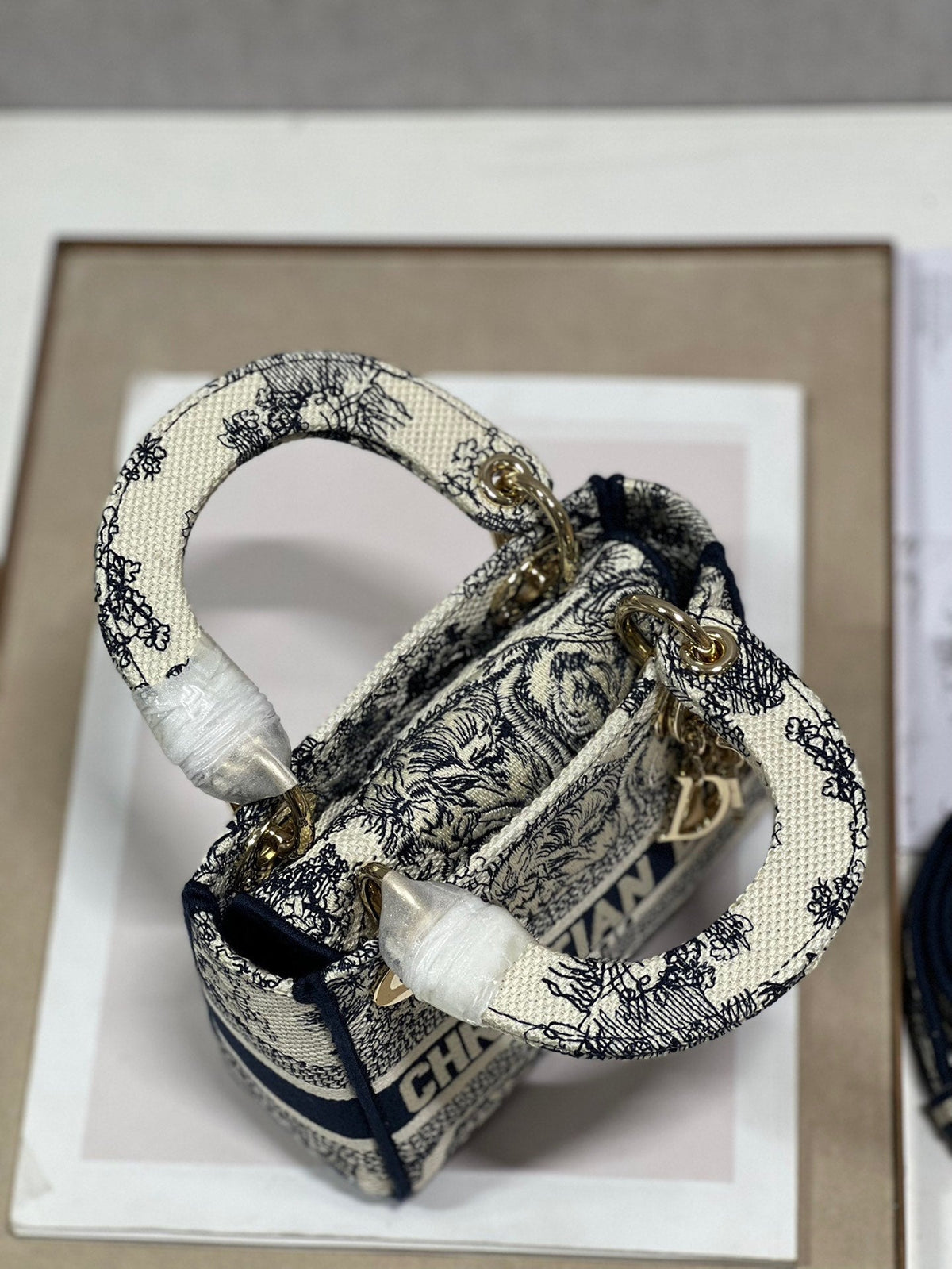 CD Old Blue Tiger 17 Lady Dior Bag Canvas 336742
