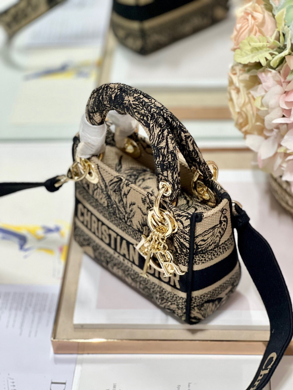 CD Elephant Apricot  17 Lady Dior Bag Canvas 336749