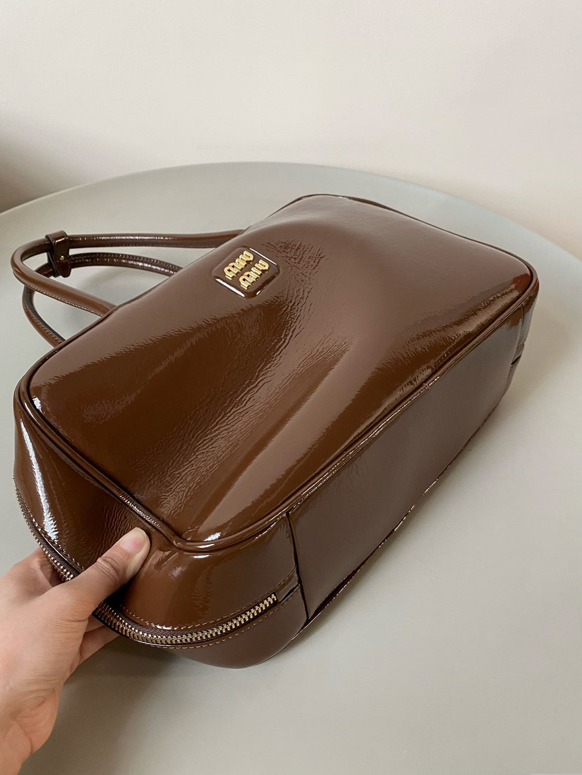 Beau Naplak 34cm Brown Patent Leather