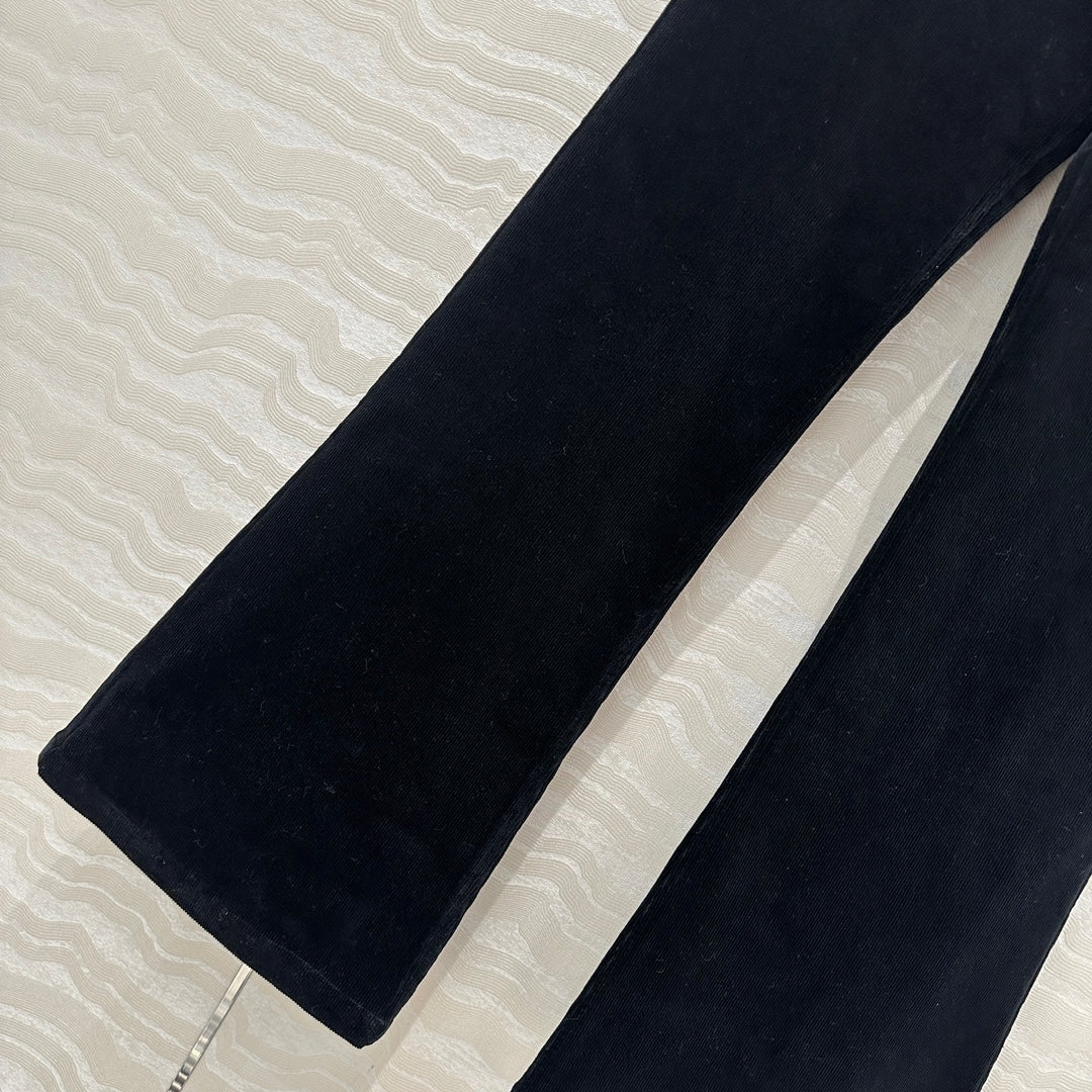 Celine Flared Velvet Pants Black Cotton