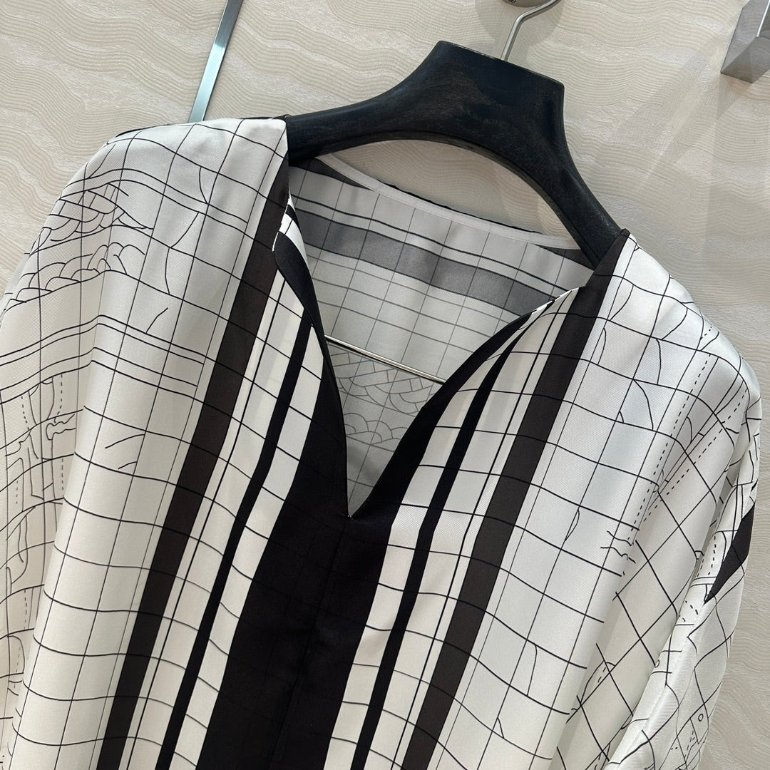 Hm 25 Coaching Deja Vu Shirt Dress White Black Silk