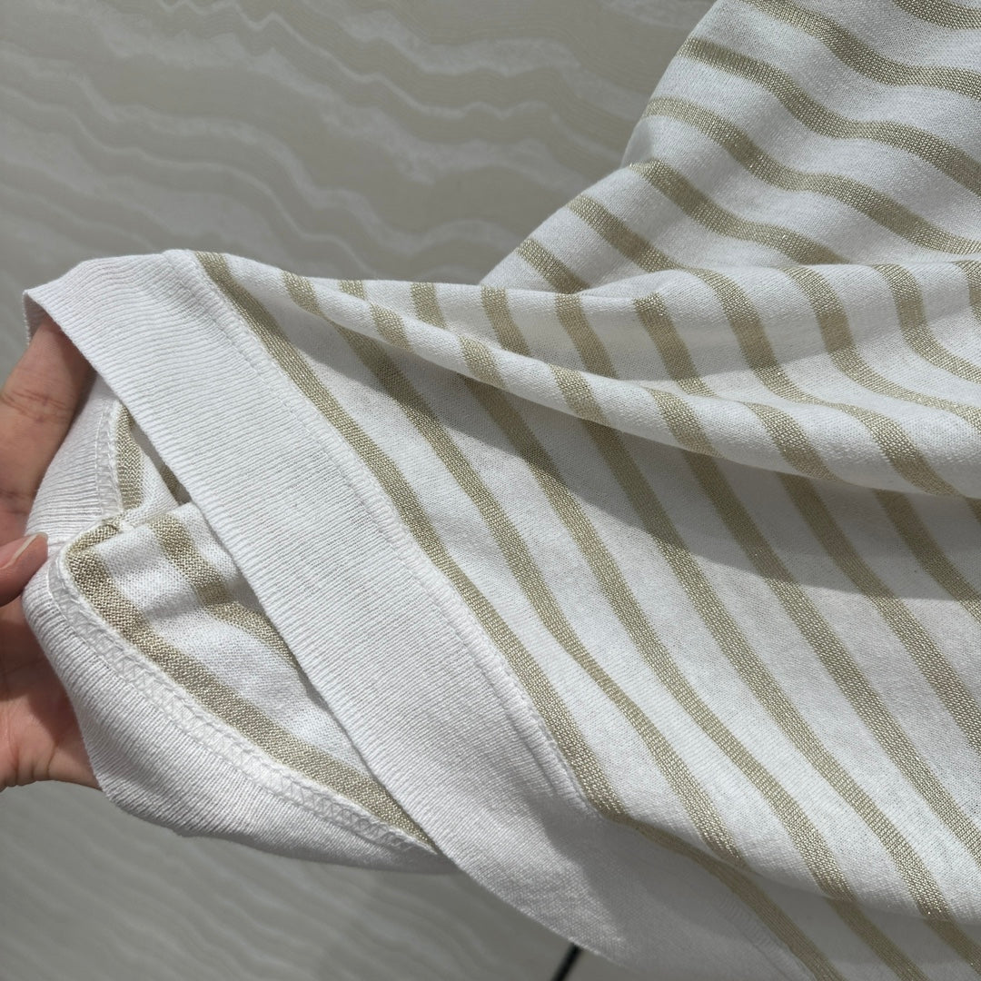 CD Short-sleeved T-shirt beige yellow Linen Viscose