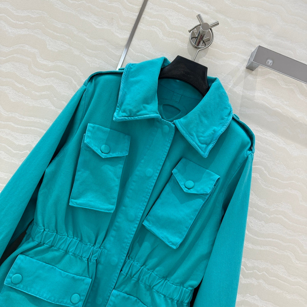 Prada 25 Hooded Jacket Blue-green Cotton