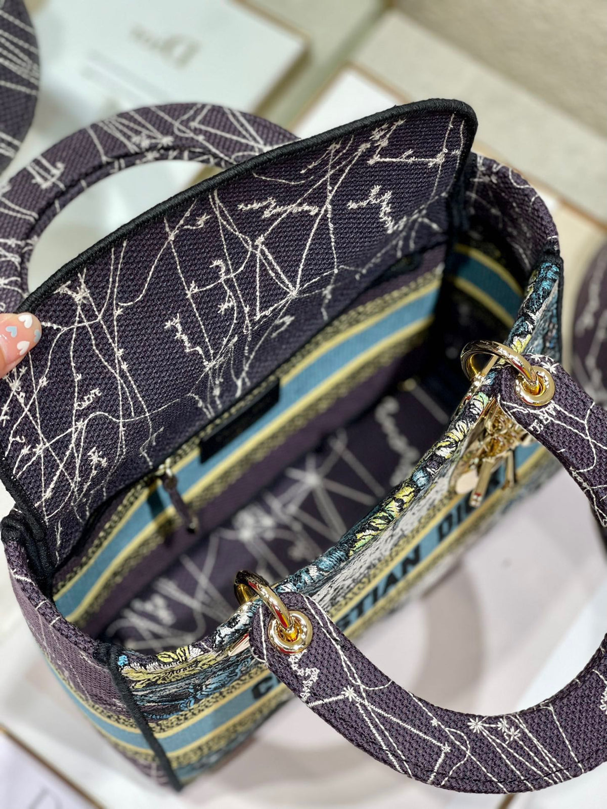 CD Blue Constellation 24 Lady Dior Bag Canvas 336724