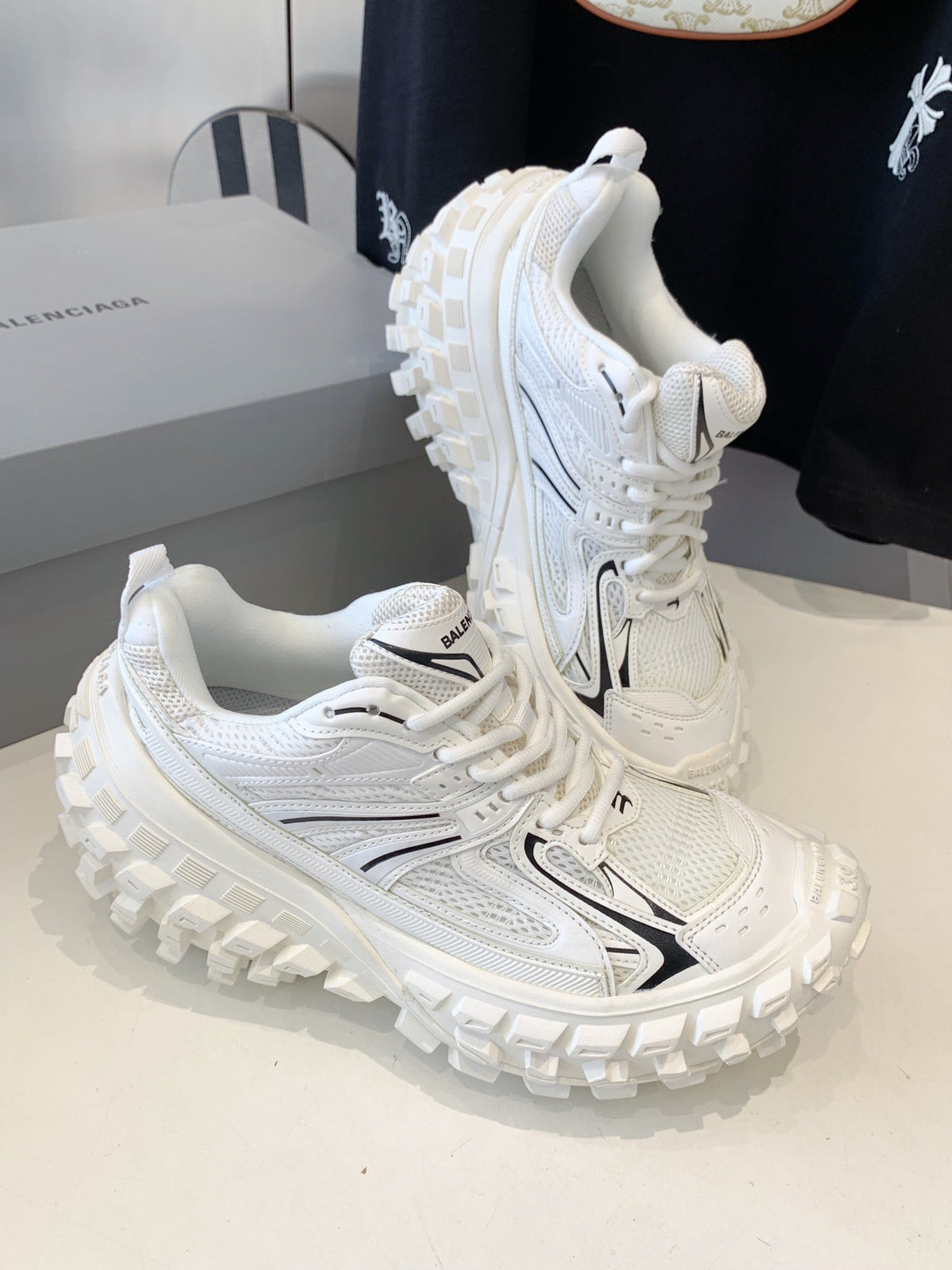 CHUNKY SNEAKERS IN WHITE MIX BLACK POLYURETHANE, POLYESTER AND NYLON