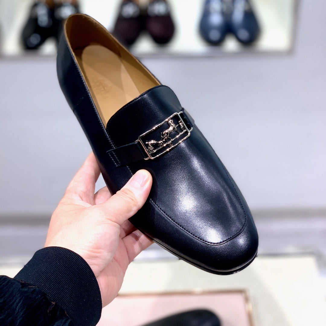 HM Men's Loafer Black Calfskin 539688