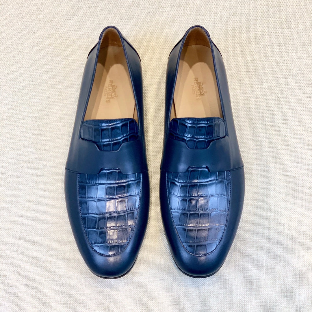 HM Men's Loafer Blue Calfskin 539702