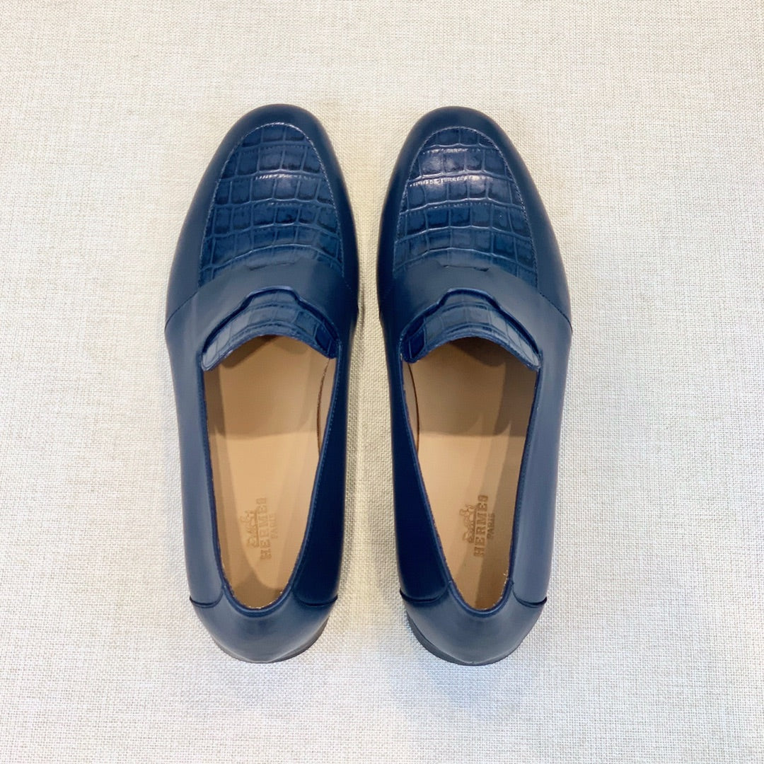 HM Men's Loafer Blue Calfskin 539702