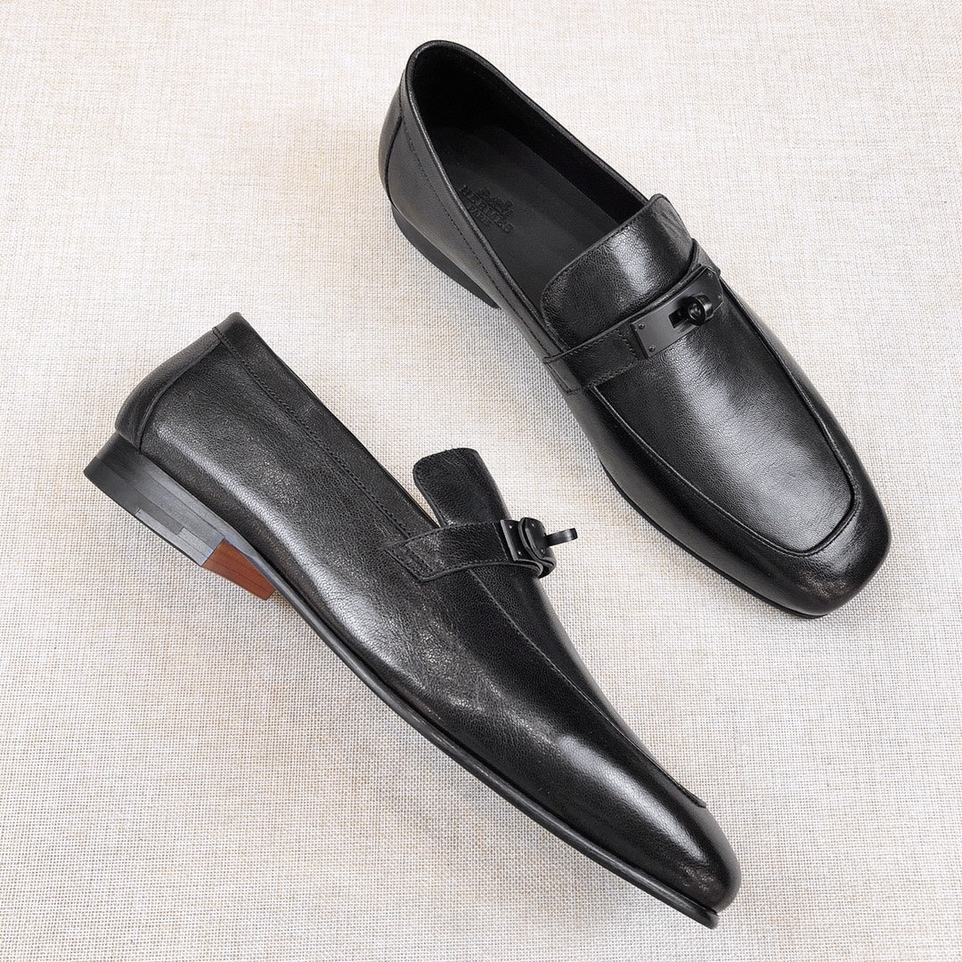 HM Men's Loafer Black Calfskin 539740