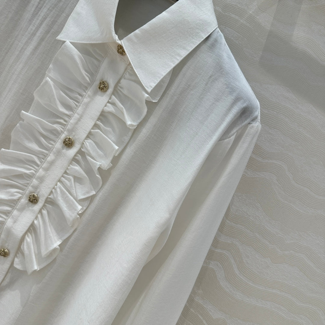 CC Lace Shirt In White Cotton And Silk
