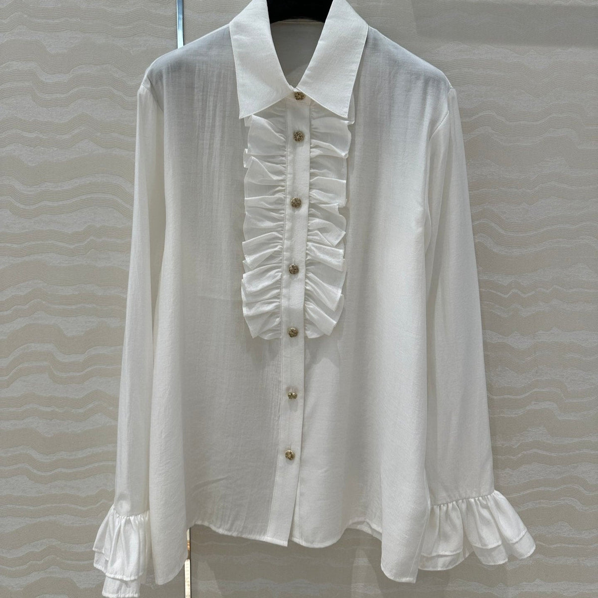 CC Lace Shirt In White Cotton And Silk