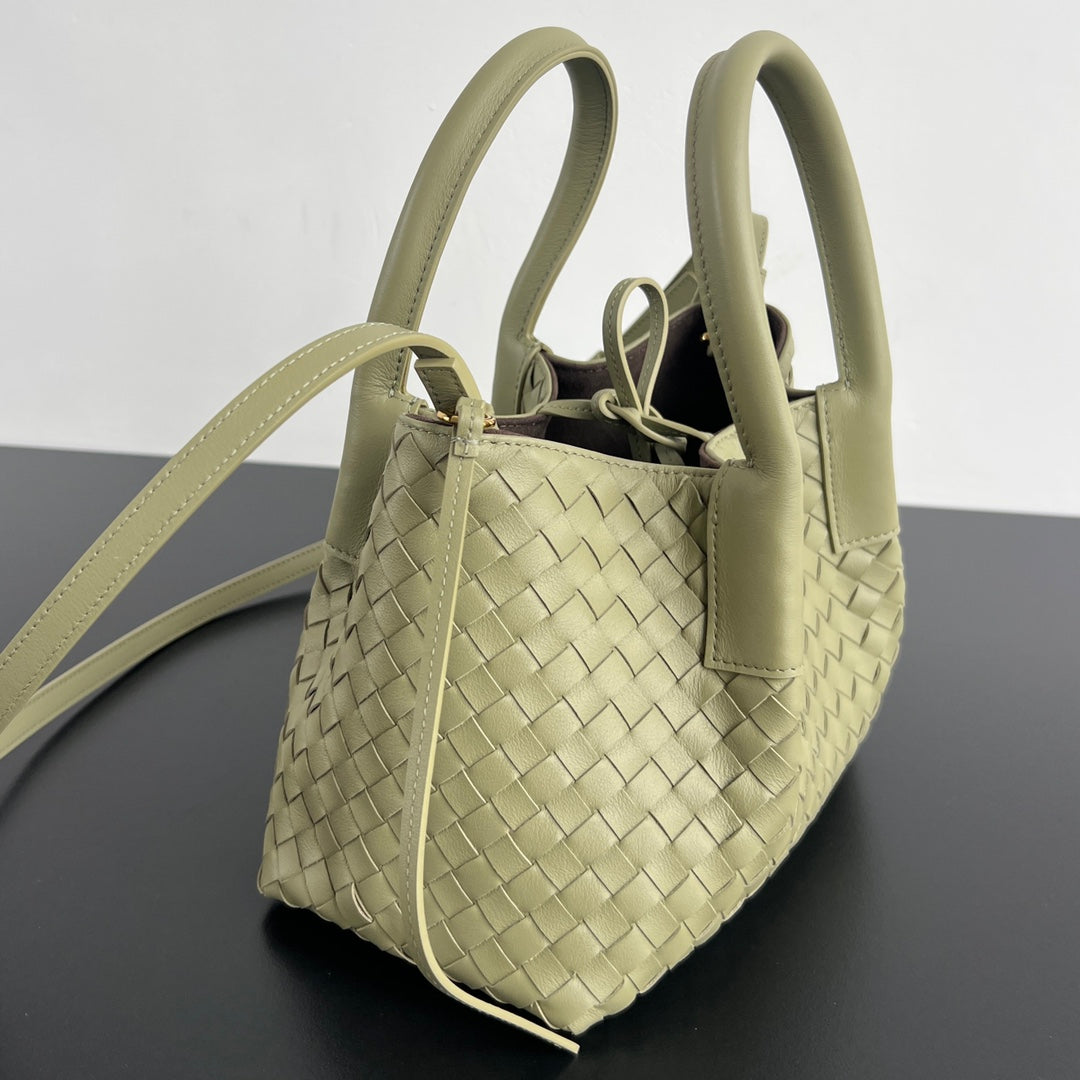 BV Pinacoteca 24cm Bag Khaki Brown Leather Suede 533287