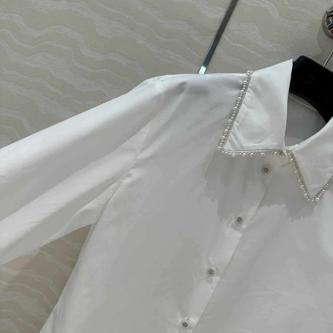 CC Pearl Edge Shirt White Cotton