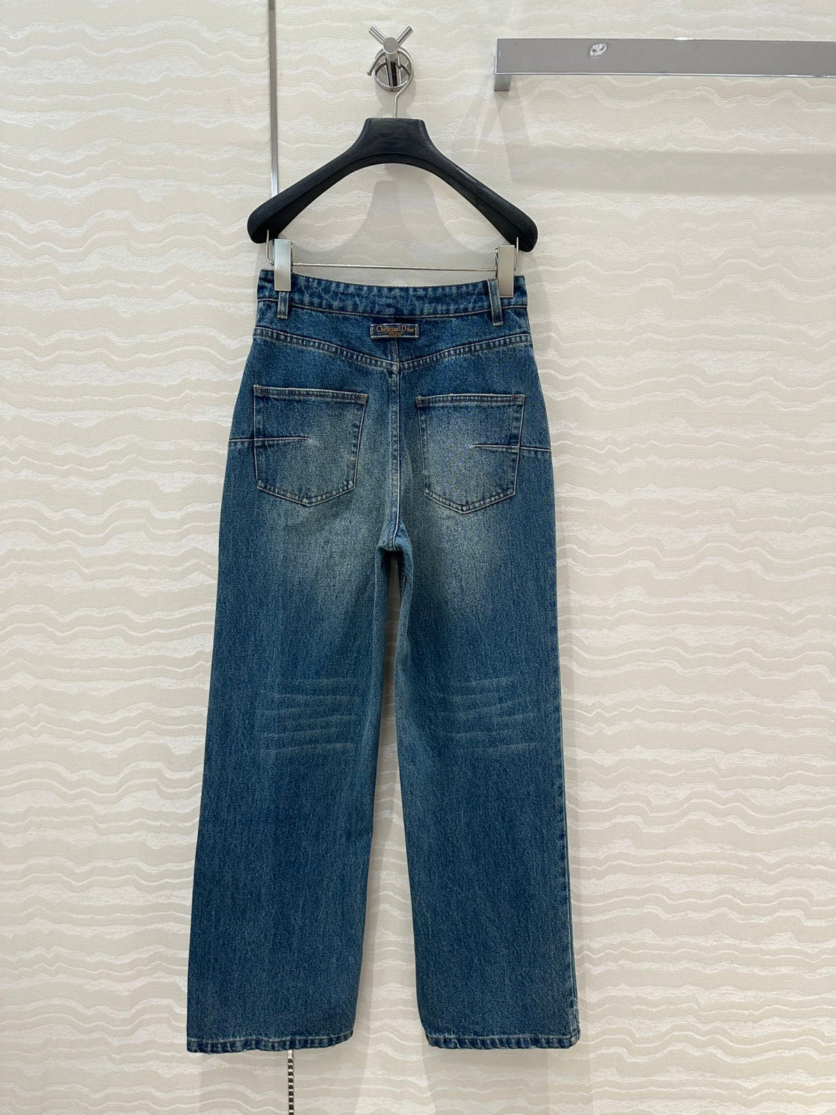 CD Ripped Straight Jeans Blue Cotton