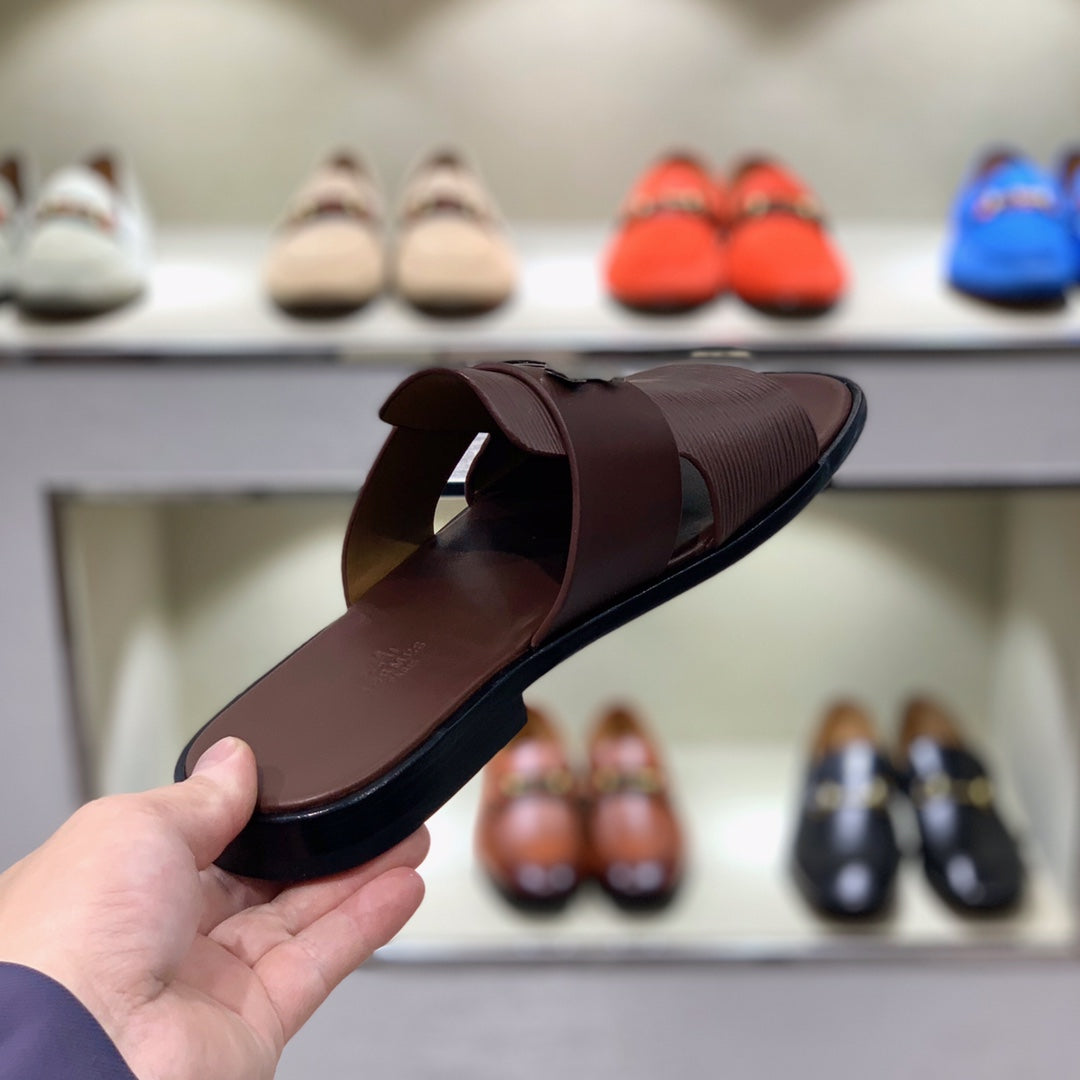 HM Men's Slide Brown Cowhide 567148