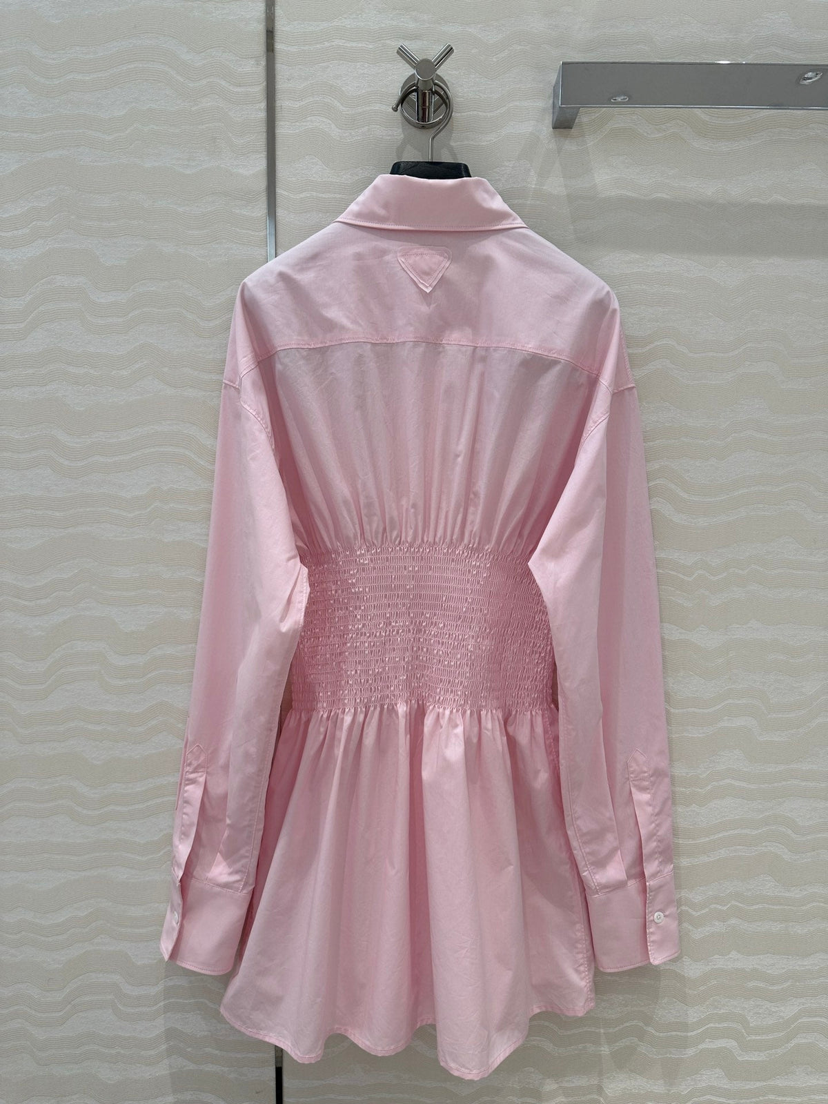 Prada Shirt Dress With Waist Design Pink Cotton