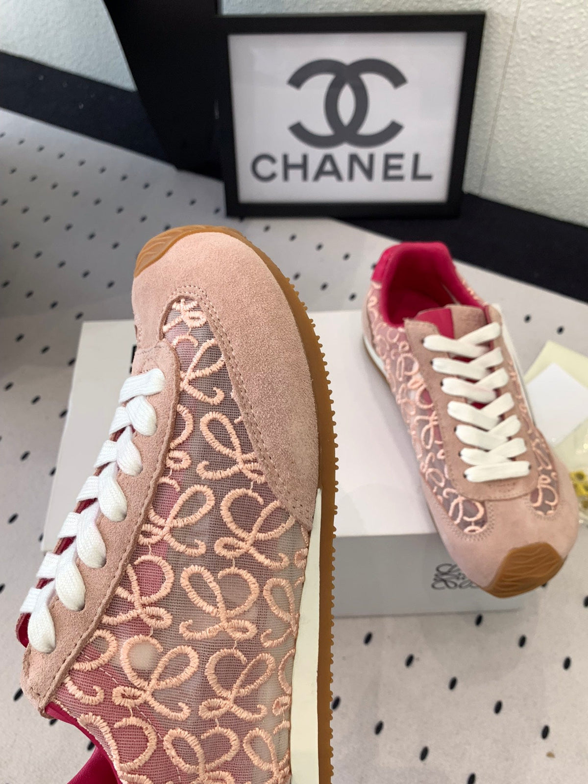 Loewe 25 Runner Sneaker Pink Mesh Suede