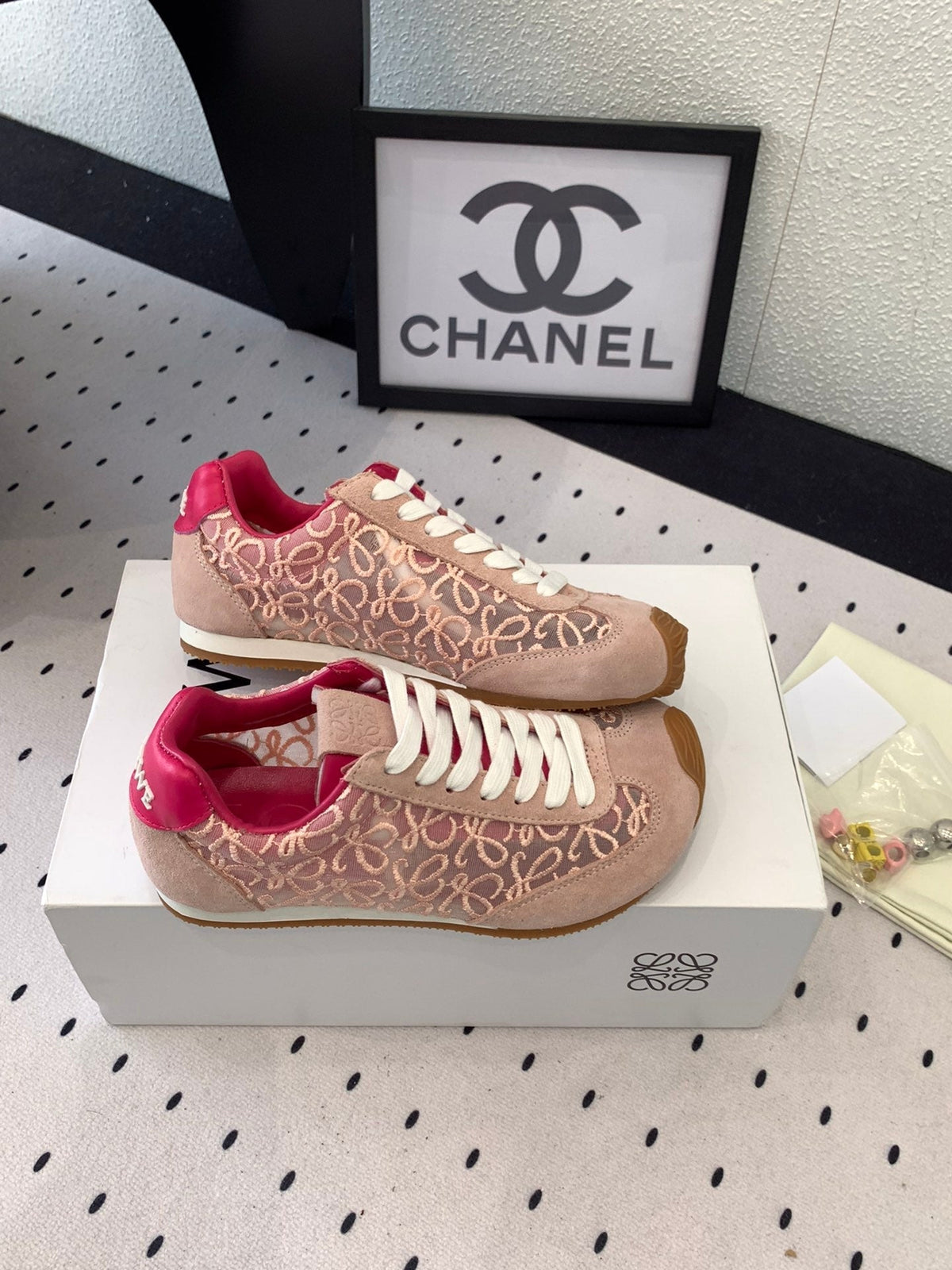 Loewe 25 Runner Sneaker Pink Mesh Suede