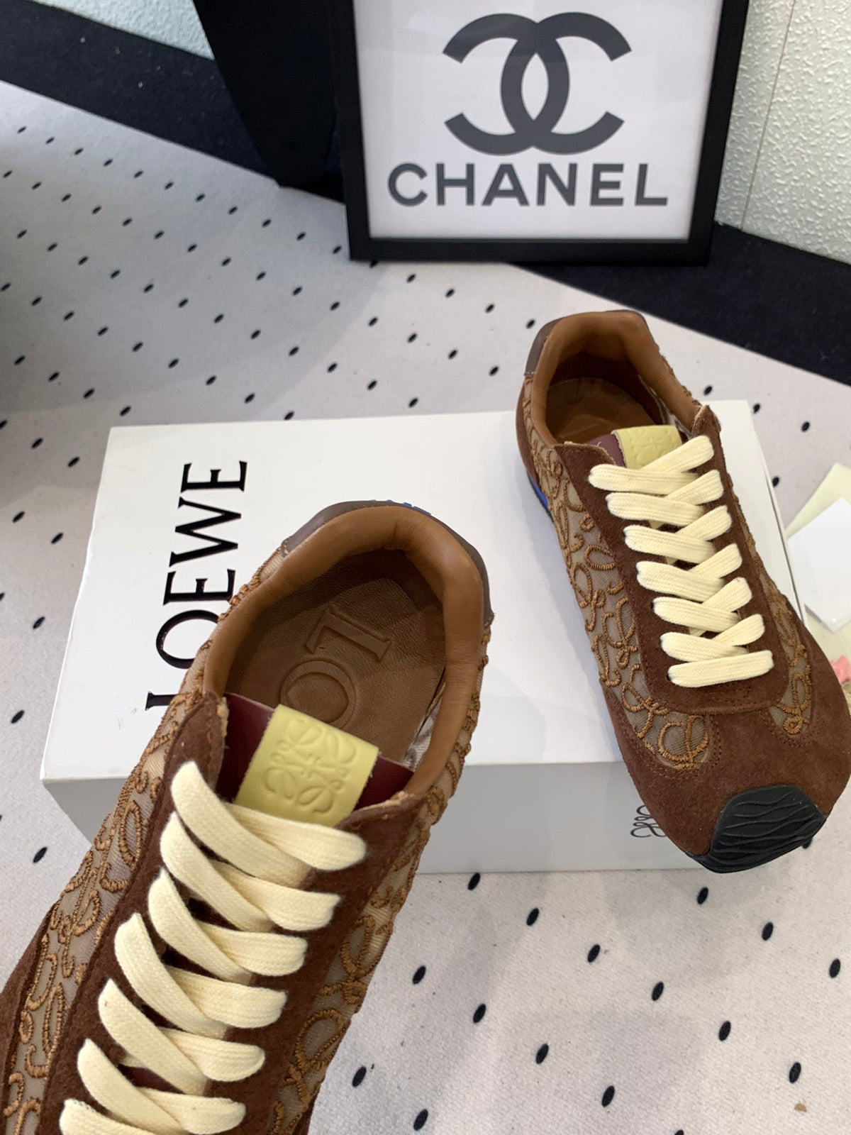 Loewe 25 Runner Sneaker Brown Mesh Suede