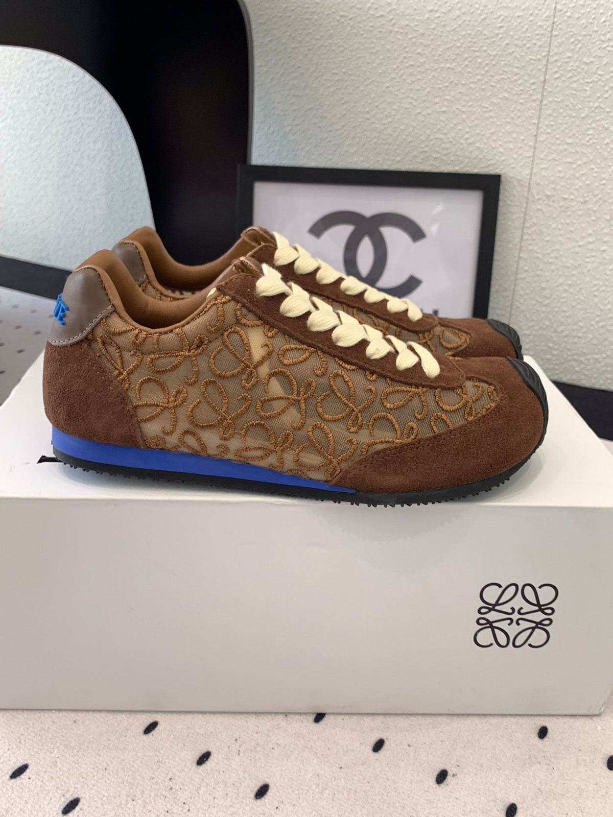 Loewe 25 Runner Sneaker Brown Mesh Suede