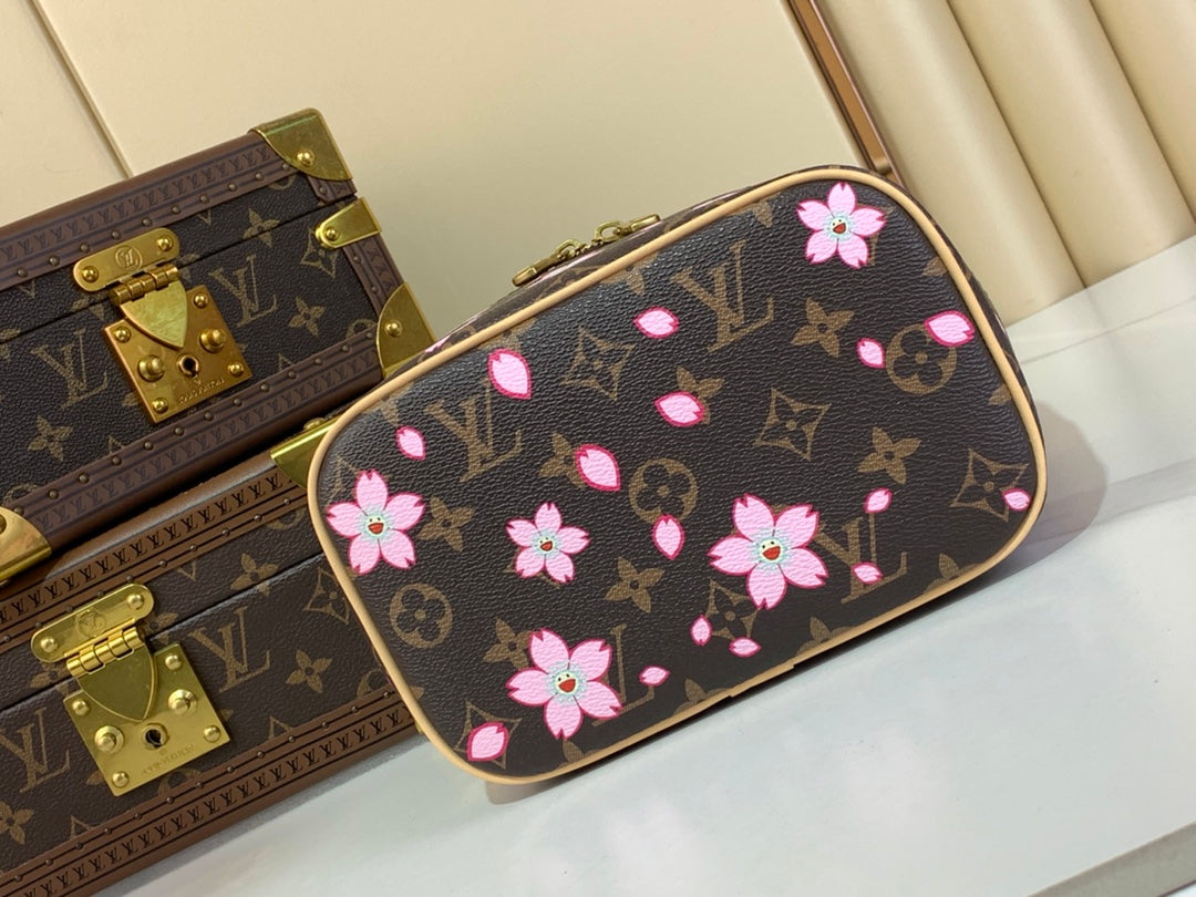 LV x TM NICE 20cm Sakura Brown Cherry Blossom Monogram Canvas