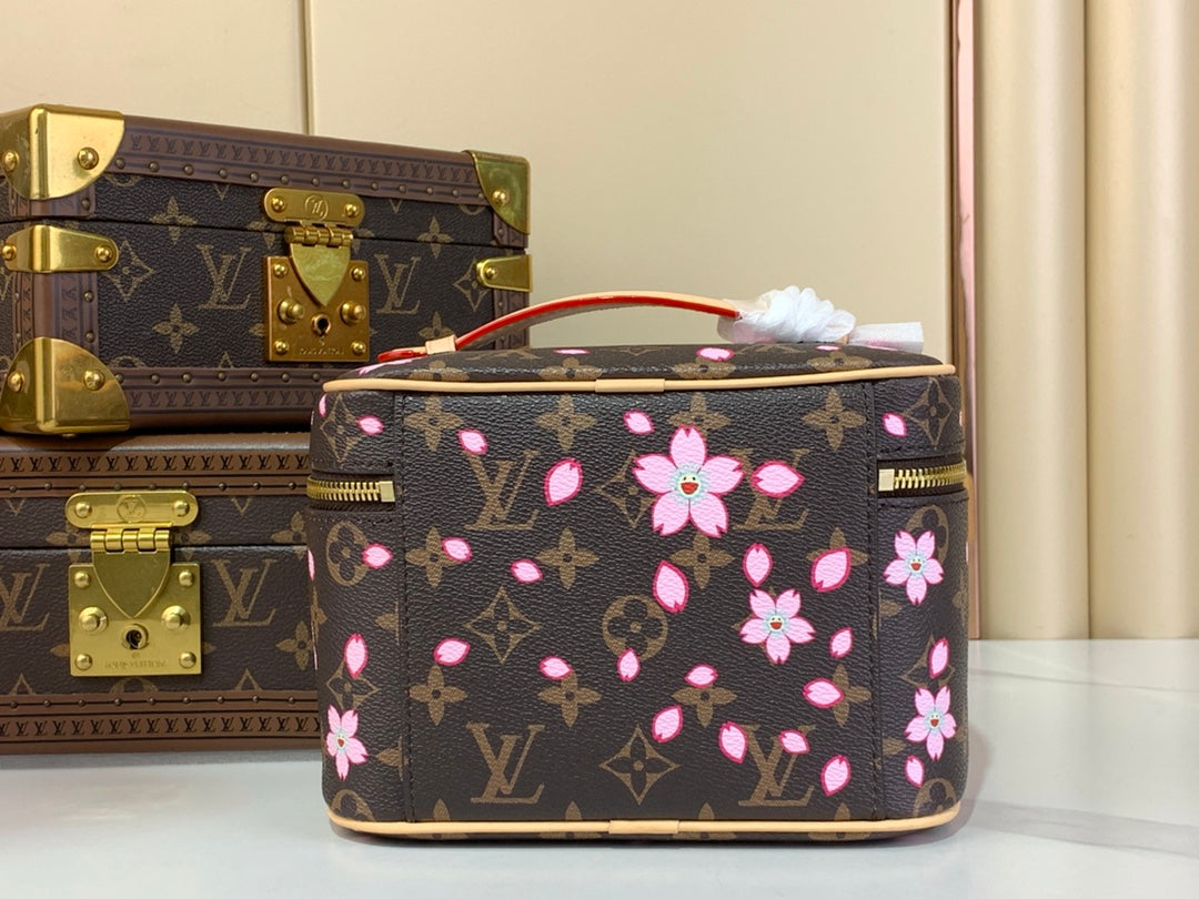 LV x TM NICE 20cm Sakura Brown Cherry Blossom Monogram Canvas