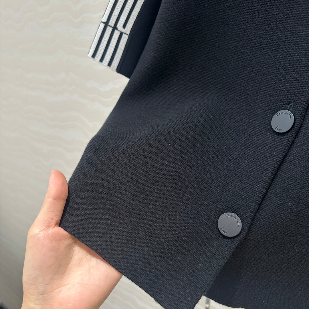 CD Short-Sleeved Cardigan Jacket Black Viscose Polyamide