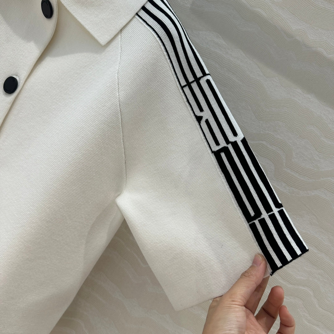 CD Short-Sleeved Cardigan Jacket White Viscose Polyamide
