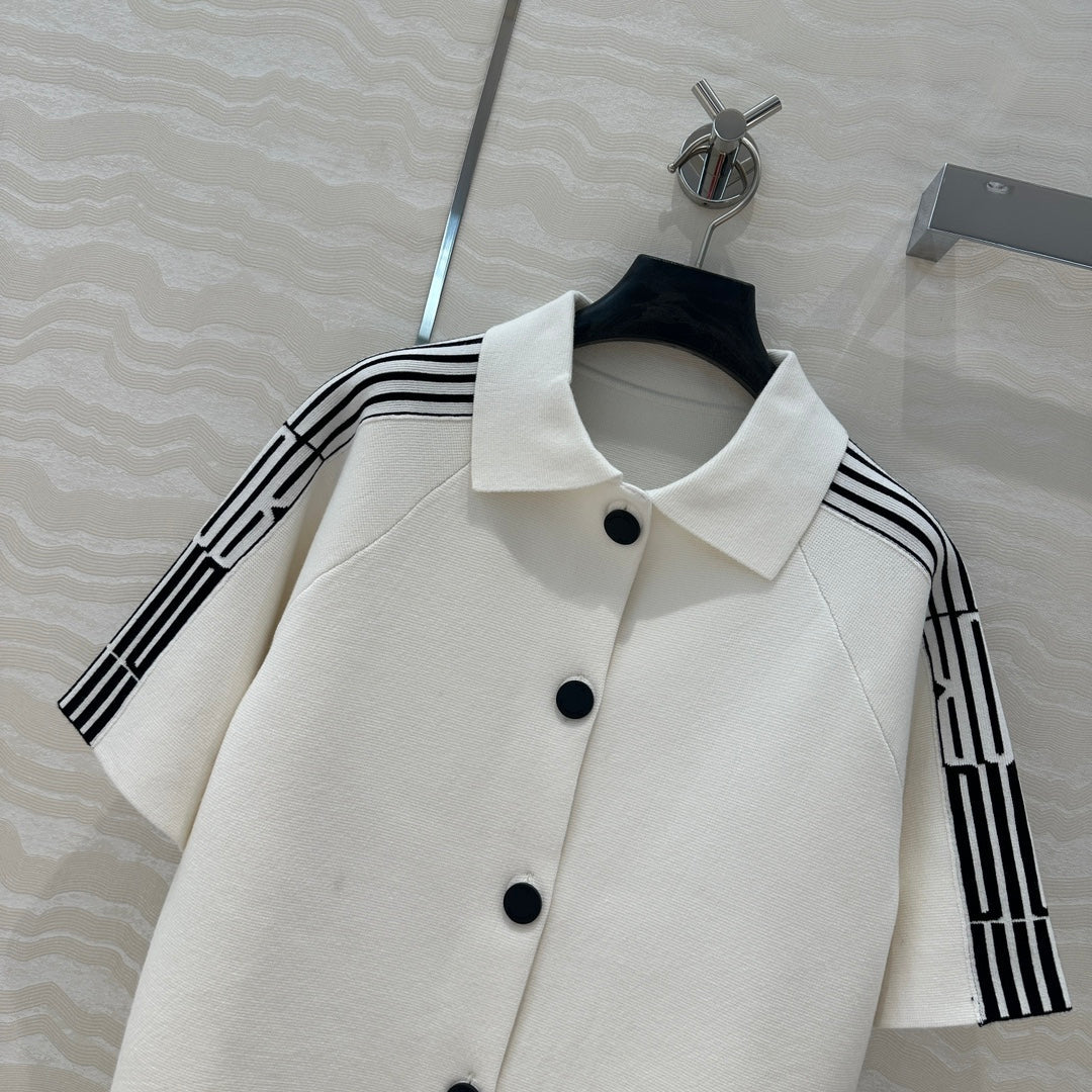 CD Short-Sleeved Cardigan Jacket White Viscose Polyamide