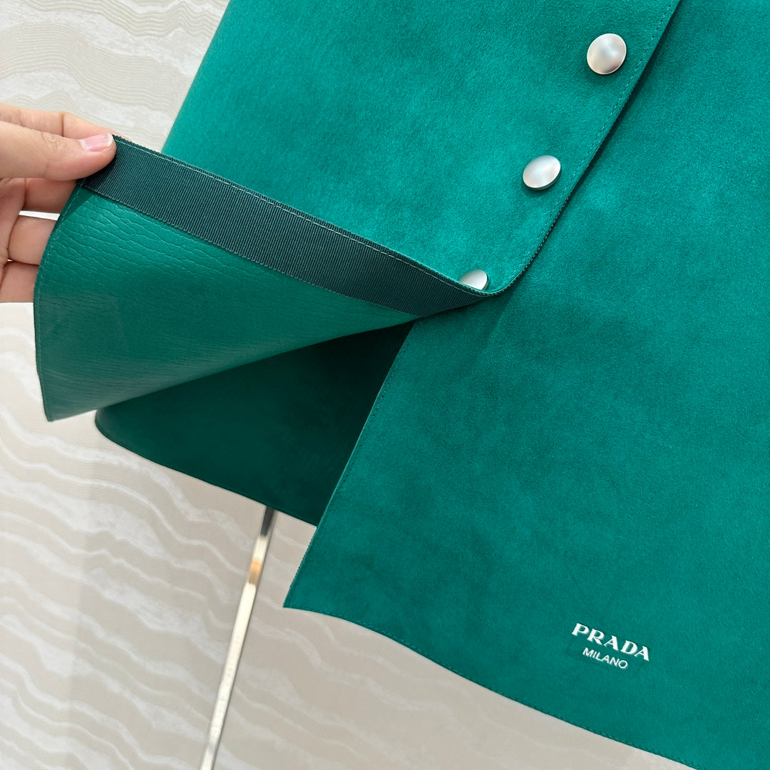 Prada Skirt Green Lambskin
