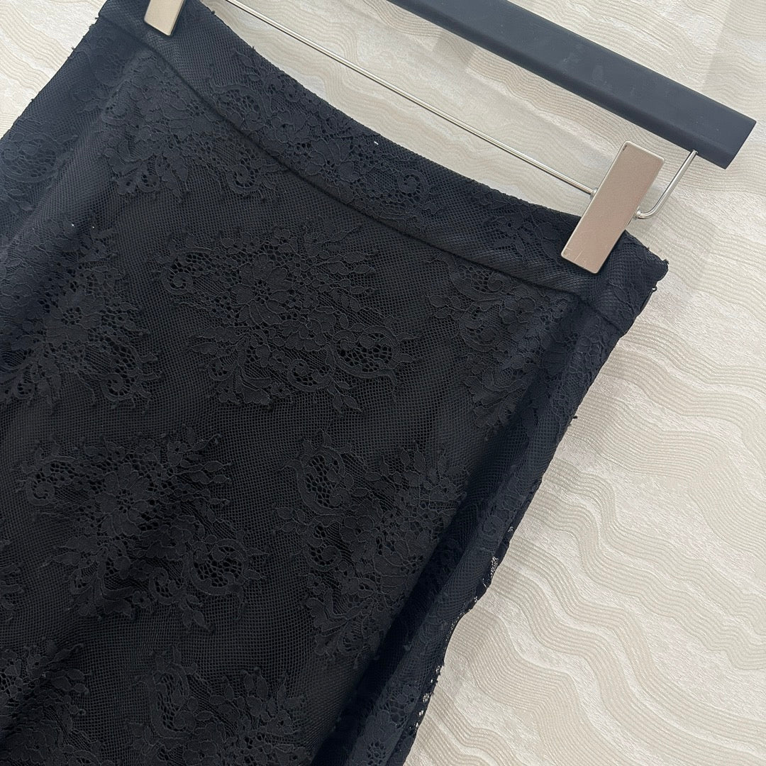 CD Lace Long Skirt Black Polyester