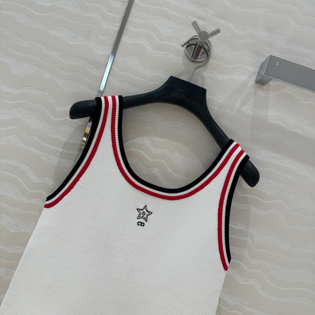 CD Tank Top White Rayon Polyester