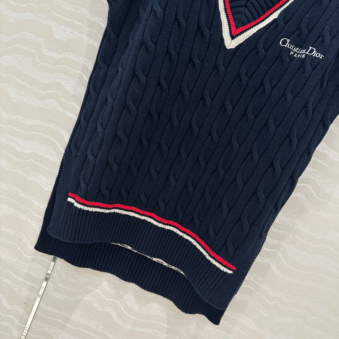 CD Knitted Vest Navy Blue Cotton