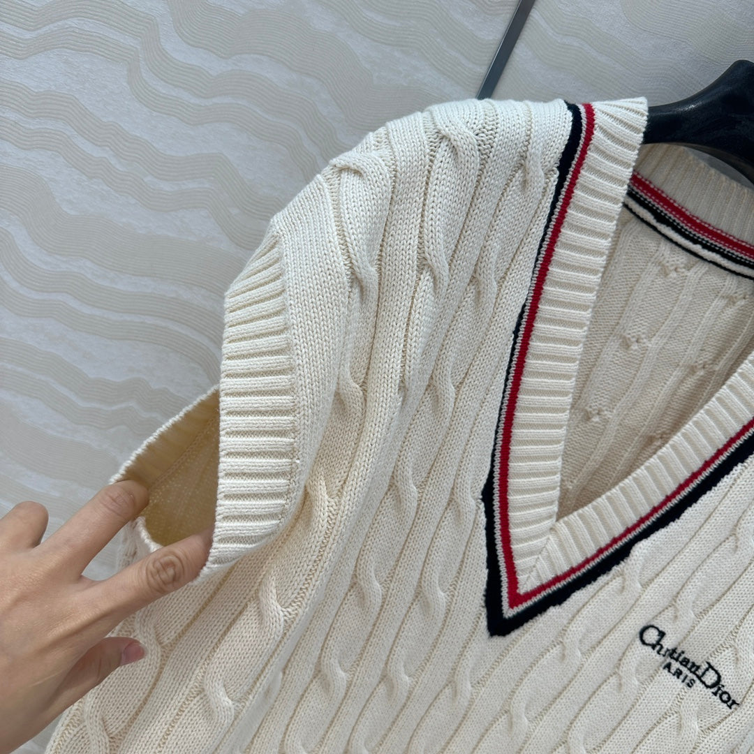 CD Knitted Vest White Cotton