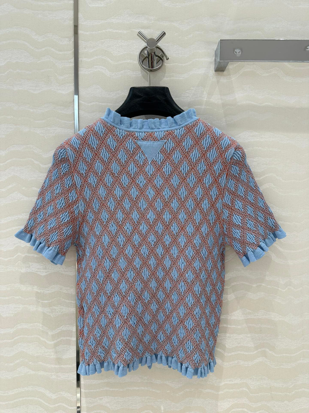 Prada Short-sleeved Shirt Blue mix Orange Cotton Poliamide