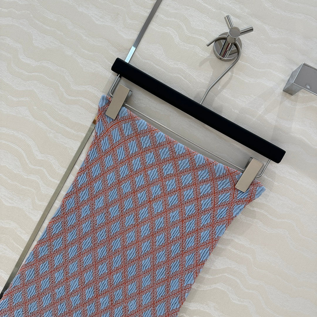 Prada Long Skirt Blue mix Orange Cotton Poliamide
