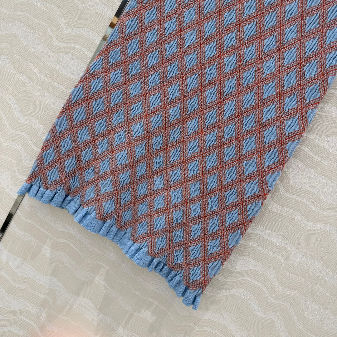 Prada Long Skirt Blue mix Orange Cotton Poliamide