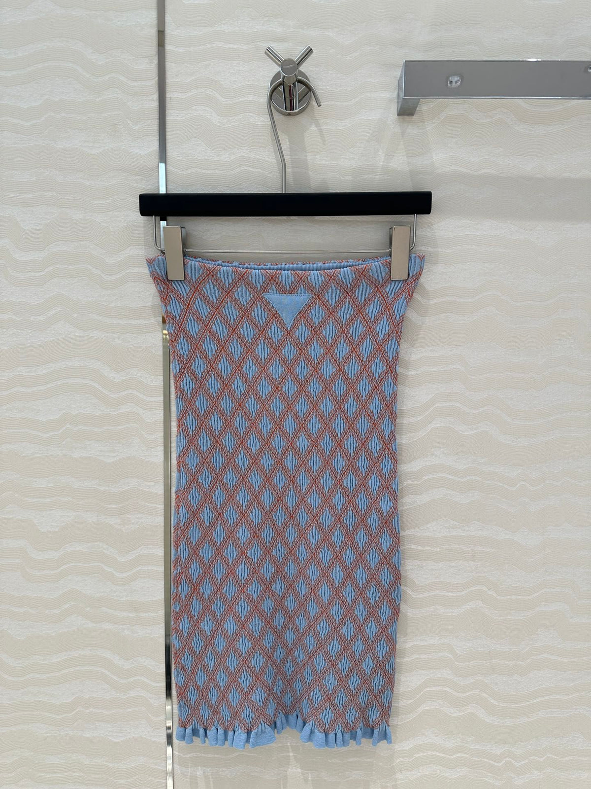 Prada Long Skirt Blue mix Orange Cotton Poliamide