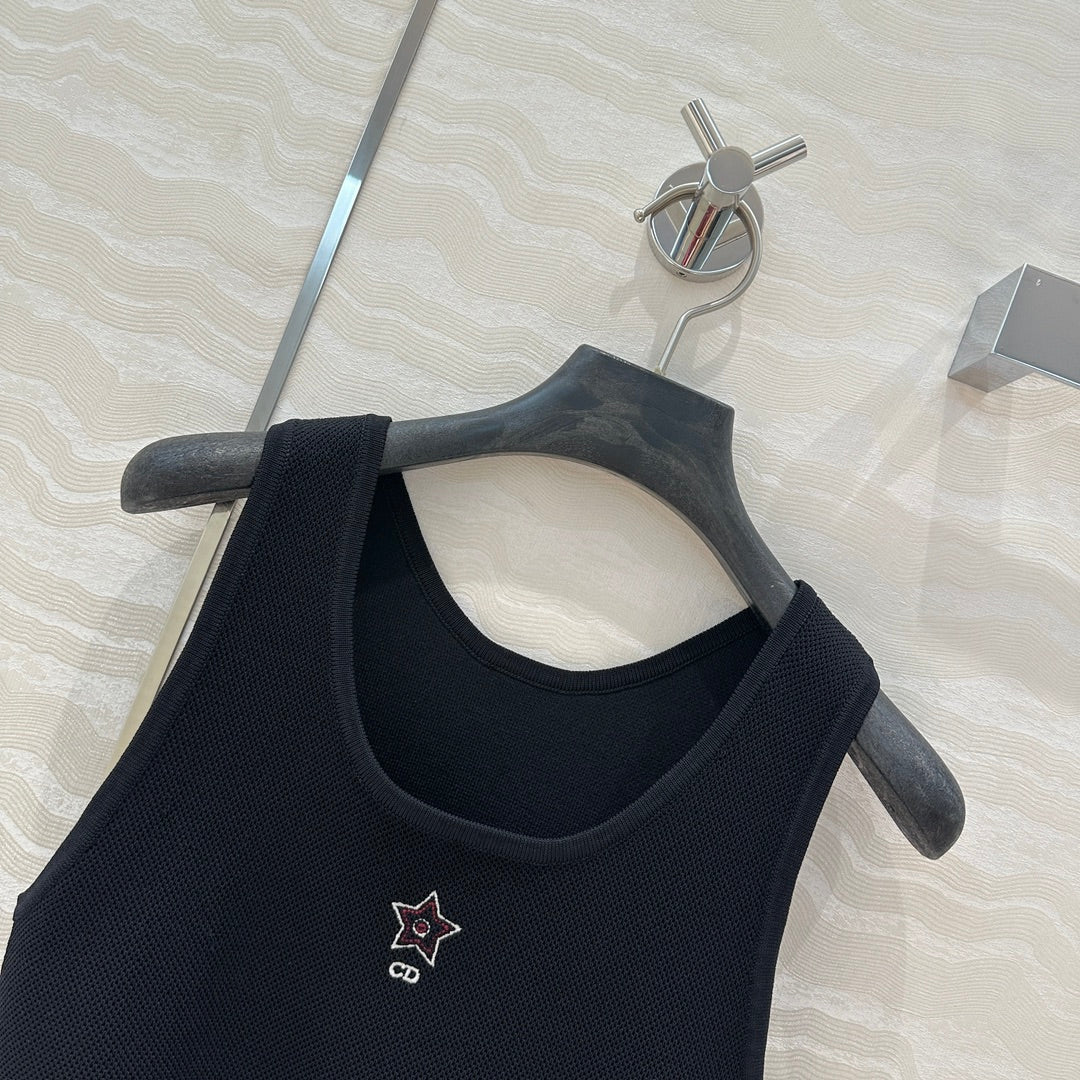 CD Sport Knitted Top Vest Black Linen Silk