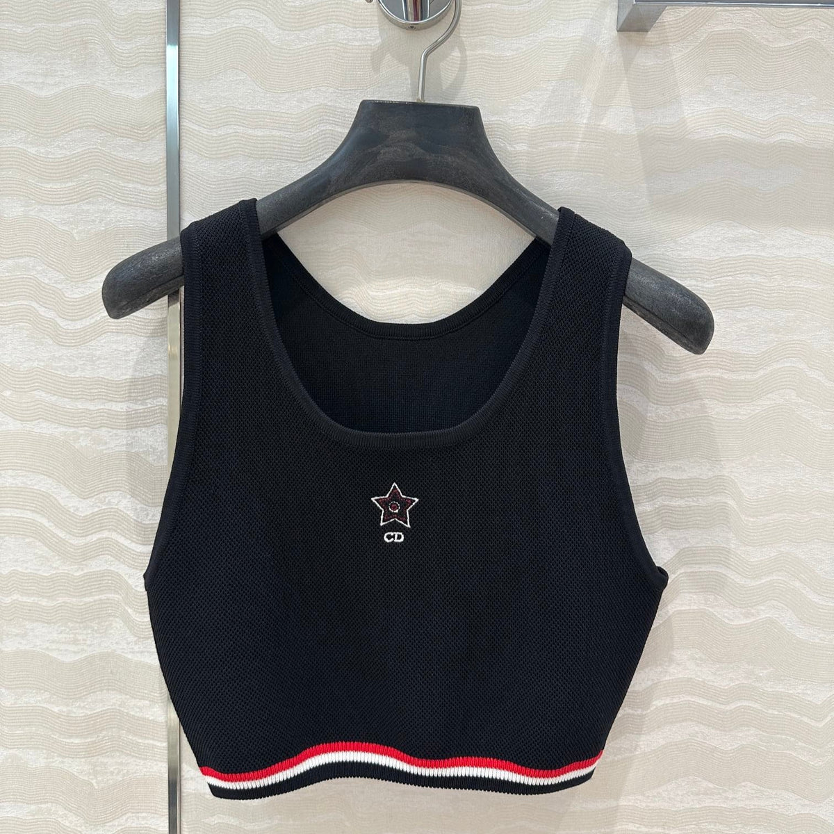 CD Sport Knitted Top Vest Black Linen Silk