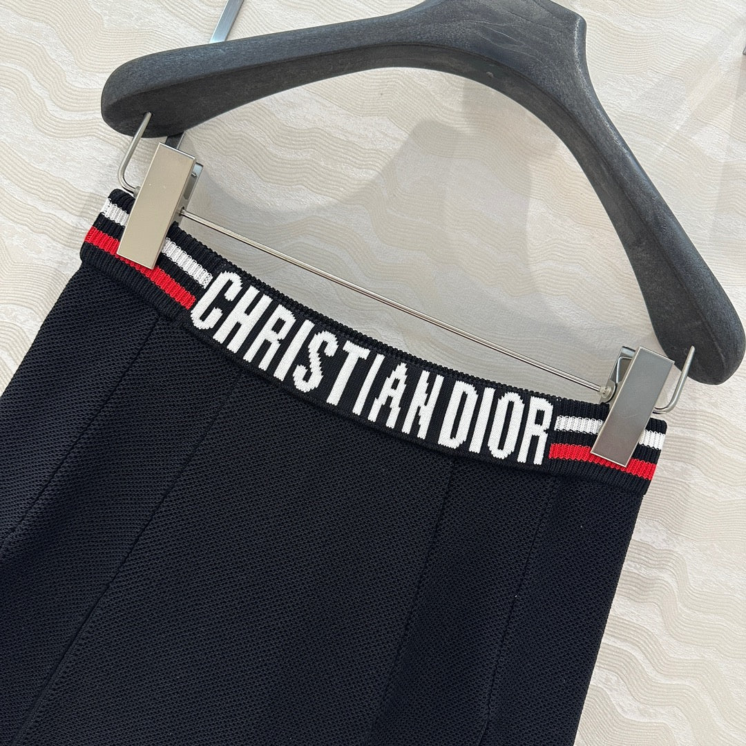 CD Sport Knitted Short Skirt Black Linen Silk