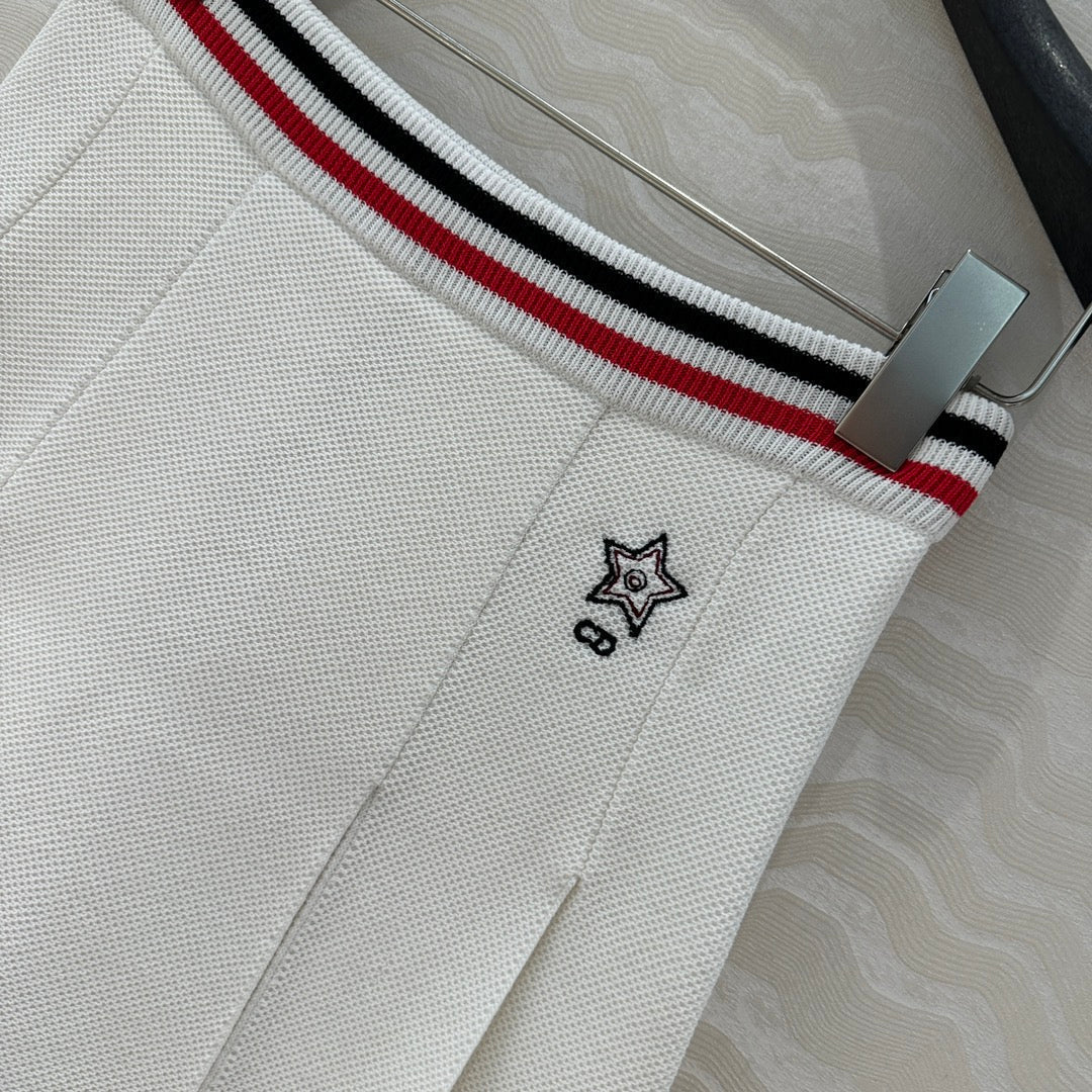 CD Sport Knitted Short Skirt White Linen Silk