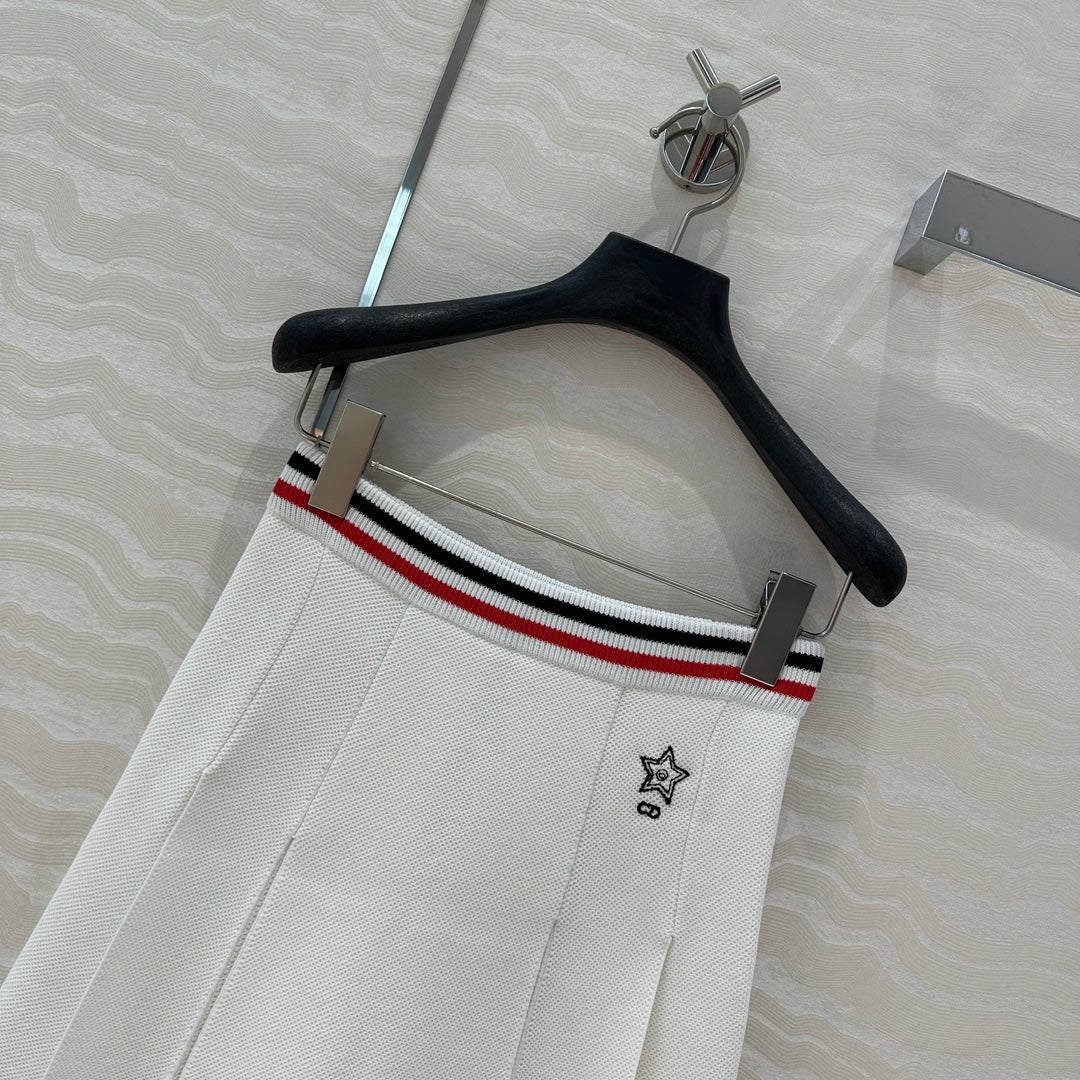 CD Sport Knitted Short Skirt White Linen Silk